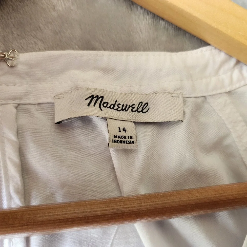 Madewell Top Womens Size 14 White Cotton Poplin Puff Sleeve Sculptural Shirt NWT